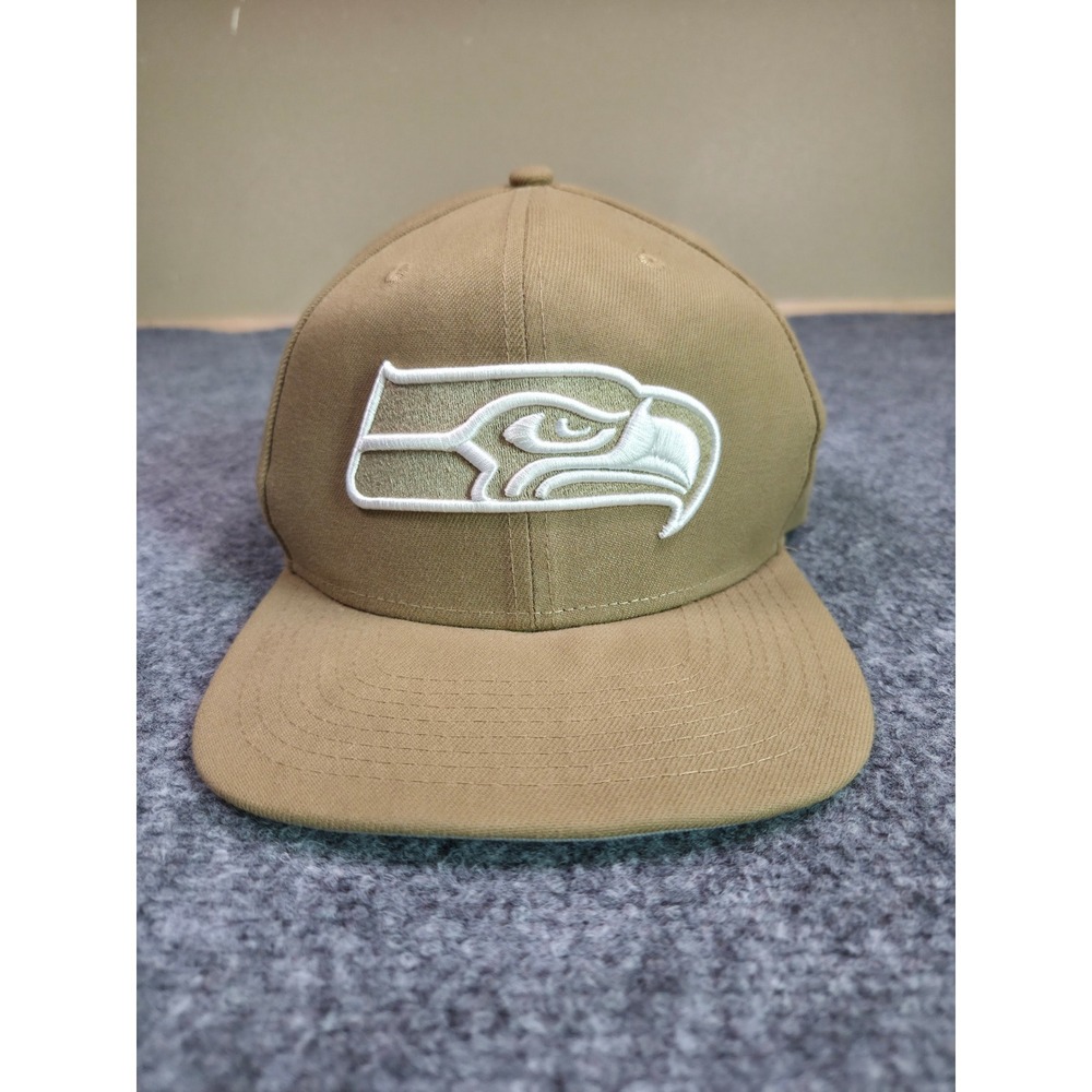 Seattle Seahawks Snapback Hat‎ OSFA New Era Tan White Logo 9FIFTY NFL